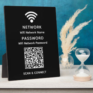 Black Simple Elegante Wifi QR Code Netzwerkkennwor Fotoplatte