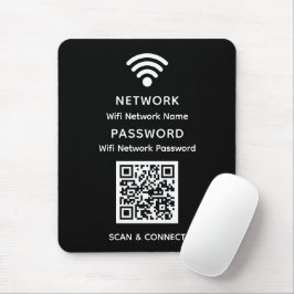 Black Simple Elegante Wifi QR Code Netzwerkkennwor Mousepad