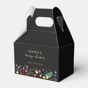 Black Simple Elegante Wildblume Baby Shower Geschenkschachtel