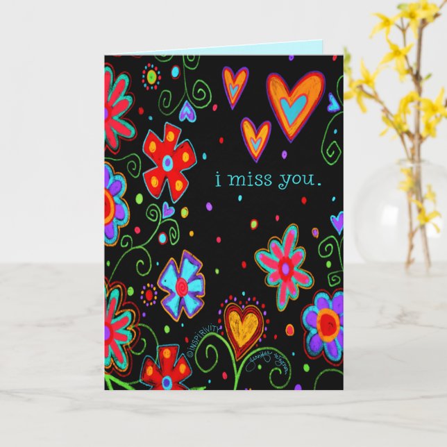 Black Simple Floral Miss Sie fröhliche Inspirivity Karte (Gelbe Blume)