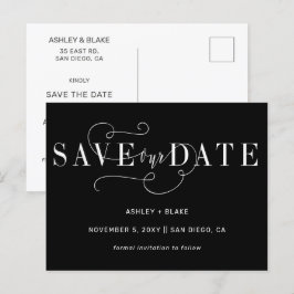 Black Simple Handwriting Calligraphy Save the Date Ankündigungspostkarte