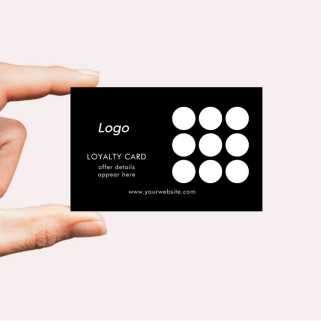 Black Simple Logo Loyalty-Karte Visitenkarte (Von Creator hochgeladen)