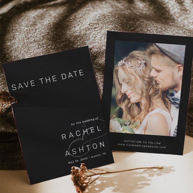 Black Simple Minimalist Wedding Photo  Save The Date (Von Creator hochgeladen)
