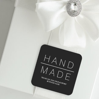 Black Simple Minimalistisch Handmade-Business-dank Quadratischer Aufkleber