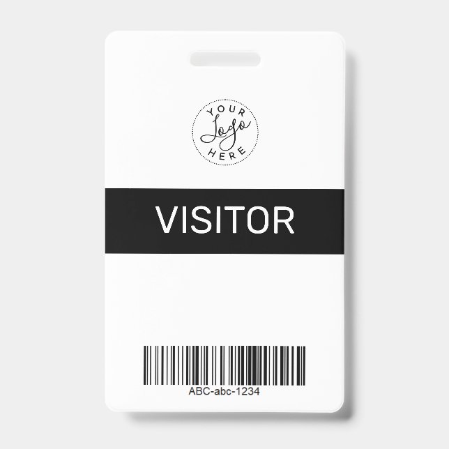 Black Simple Minimalistisch Visitor's Pass ID Ausweis (Vorderseite)