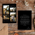 Black Simple Modern Christmas Four Foto Collage Feiertagskarte<br><div class="desc">Das Schwarz Einfache Moderne Weihnachten Vier-Foto Collage Holiday Card Design, in dem Einfachheit und Eleganz mit einer Touch Weihnachtscharme übereinstimmen. Das Hotel bietet eine stimmungsvolle, schwarz-weiße Ästhetik, die Ihren Urlaub mit einem Gefühl von purer Eleganz verbindet und somit eine zeitgenössische Wahl für alle, die eine moderne Drehung auf traditionellen Karten...</div>