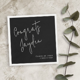 Black Simple Modern Script Congrads Graduate Serviette