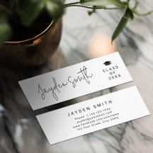 Black Simple Modern Script Graduate Name Card