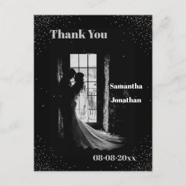 Black Simple Night Sky Wedding Vielen Dank Postkarte