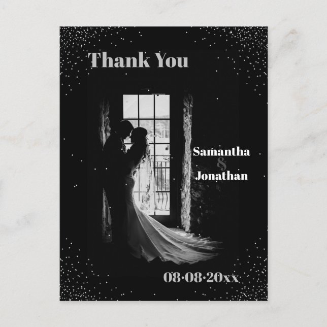 Black Simple Night Sky Wedding Vielen Dank Postkarte (Vorderseite)