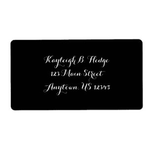 Black Simple Schlicht Cursive Shipping Labels