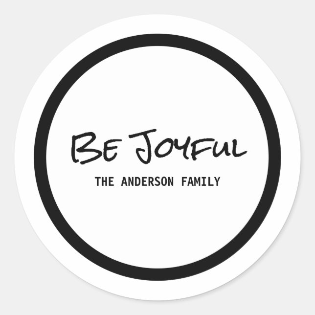 Black Simple Script Be Joyful Holiday Stickers (Vorderseite)