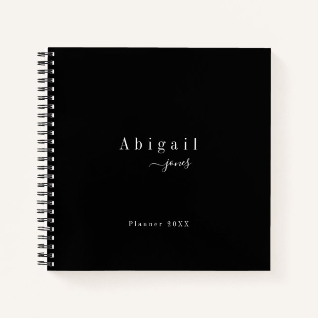 Black Simple Script Moderner Luxus Beruflich Notizbuch (Vorderseite)