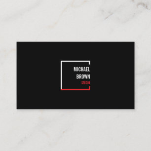 Black Simple Square Red Box Modern Visitenkarte