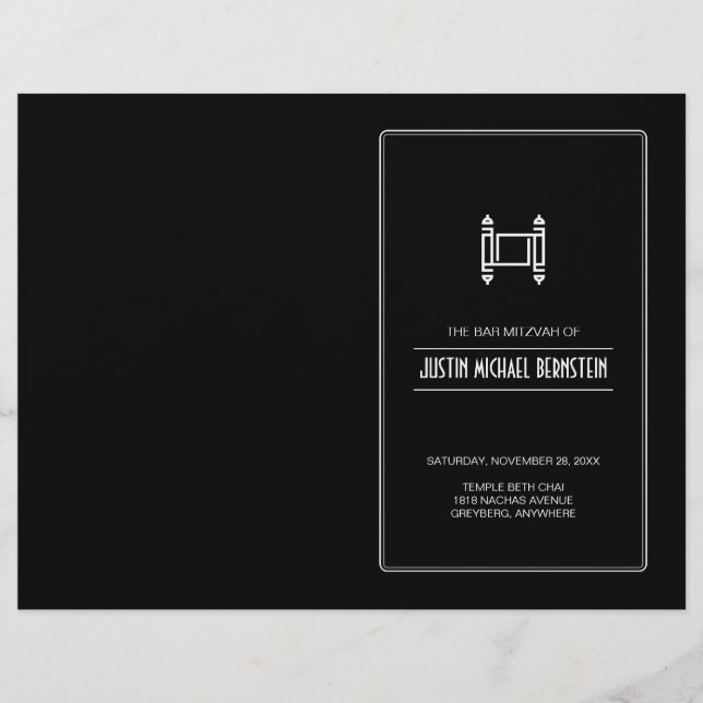 Black Simple Torah Bar Mitzvah (Vorderseite)