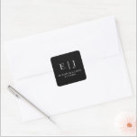 Black Simple Wedding Monogram Couple Initials Quadratischer Aufkleber<br><div class="desc">Schwarz-Einfache Hochzeitstickerei Monogram-Couple-Initials-Square-Aufkleber</div>