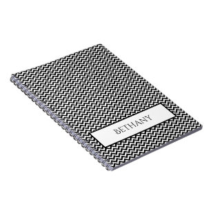 Black Simple Zickzack Personalisiertes Notebook Notizblock