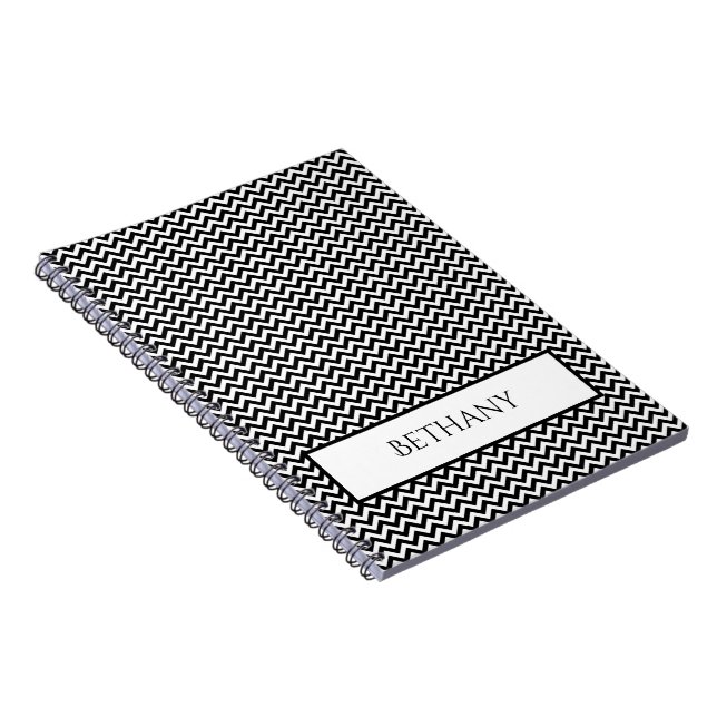Black Simple Zickzack Personalisiertes Notebook Notizblock (Rechte Seite)