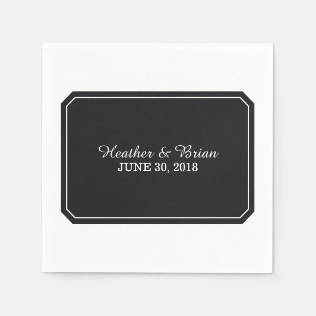 Black Simply Elegant Paper Napkins Serviette (Vorderseite)