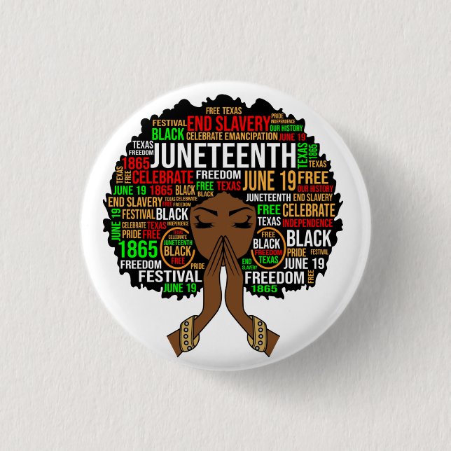 Black Sista Gal Melanin Woman Juneteste Königin Button (Vorderseite)