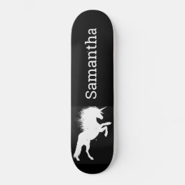 Black Skateboard White Unicorn