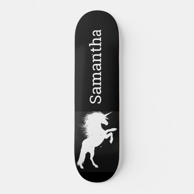 Black Skateboard White Unicorn  (Vorderseite)
