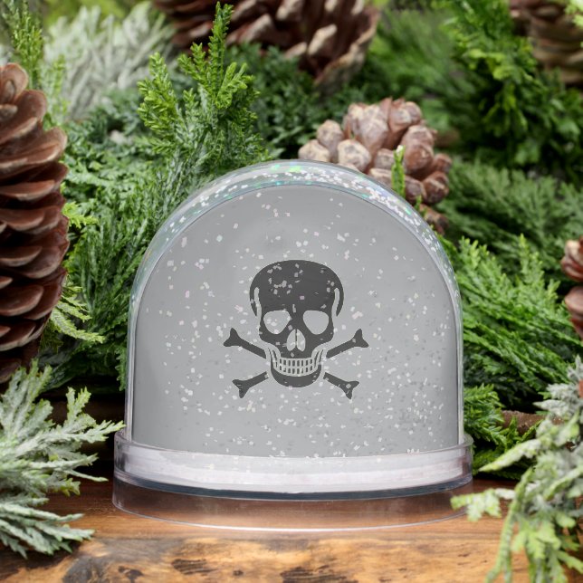 Black Skull gray snow globe Schneekugeln (Winter)