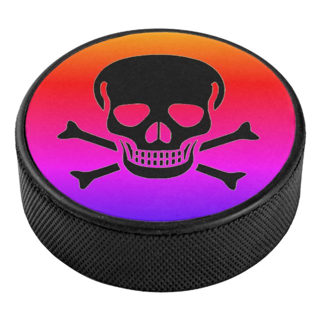 Black Skull Neon Hockey Puck (3/4)
