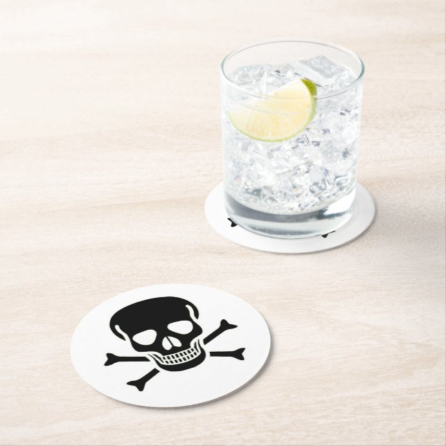Black Skull Rundpapier Drink Coaster Runder Pappuntersetzer (Vor Ort)