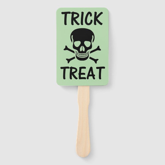 Black Skull Trick Leckerei grünes Rechteck Handfäc Fächer (Vorderseite)