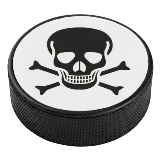 Black Skull White Hockey Puck (3/4)