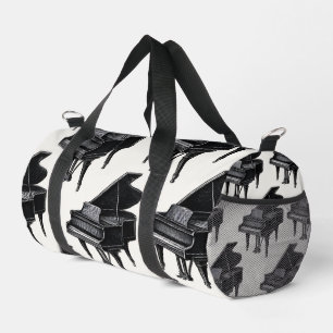 Black Sleek Piano Pattern Musiklehrer Student Duffle Bag