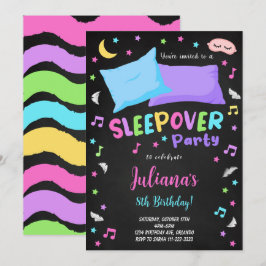 Black Sleepover Party Geburtstagsfeier Einladung