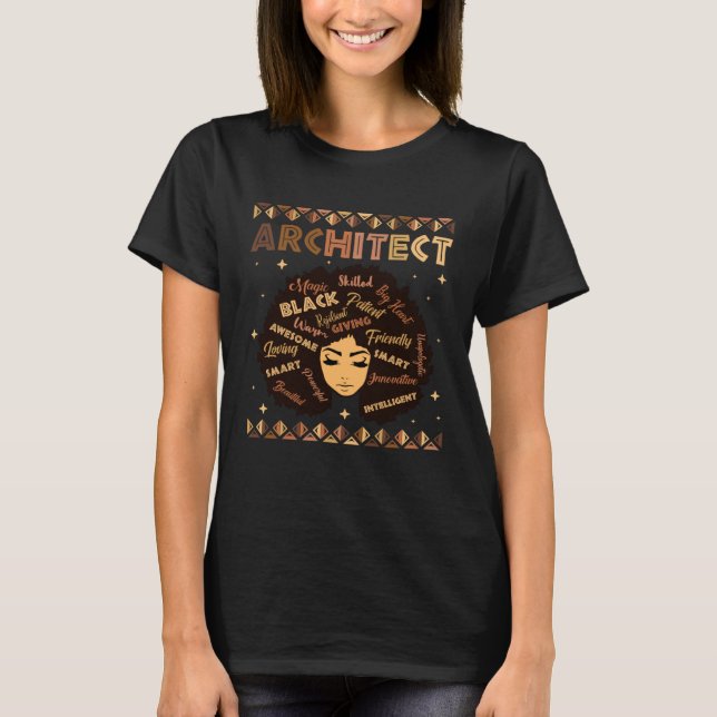 Black Smart Architect Afro Hair Melanin African Am T-Shirt (Vorderseite)
