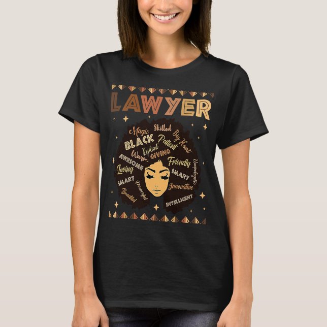 Black Smart Lawyer Afro Hair Melanin African Ameri T-Shirt (Vorderseite)