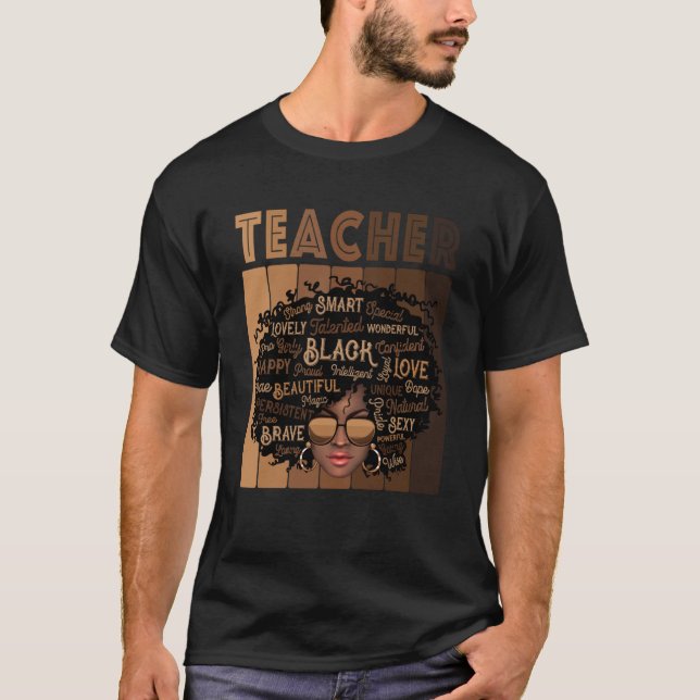 Black Smart Teacher Afro Love Melanin African Amer T-Shirt (Vorderseite)