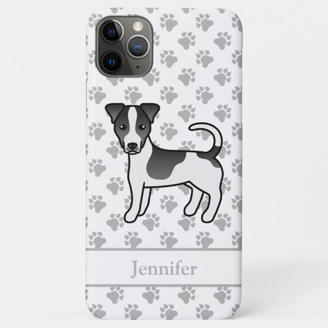 Black Smooth Coat Jack Russell Terrier Dog & Name Case-Mate iPhone Hülle (Rückseite)