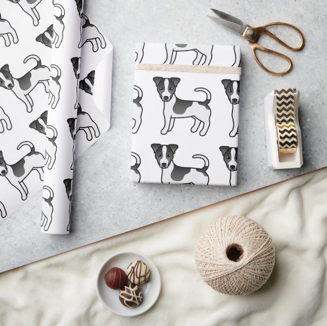 Black Smooth Coat Jack Russell Terrier Dog Pattern Geschenkpapier (Kunsthandwerk)