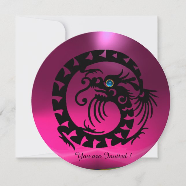 BLACK SNAKE DRAGON PINK FUCHSIA LILA GEMSTONE EINLADUNG (Vorderseite)