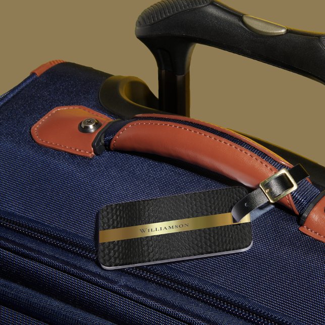 Black Snakeskin Digital Leather Gold Metal Gepäckanhänger (Von Creator hochgeladen)