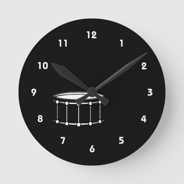 black snare graphic with sticks.png runde wanduhr (Vorderseite)