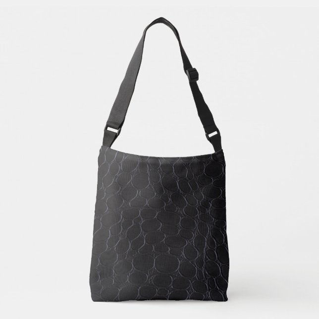 Black Snather Leather Print Crossbody Bag Tragetaschen Mit Langen Trägern (Vorderseite)