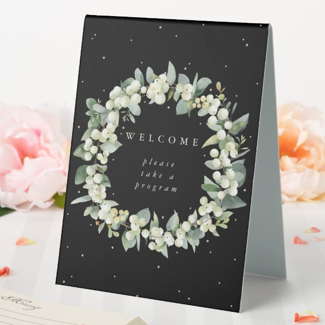 Black Snowberry+Eucalyptus Wedding Program Tischaufsteller (In Situ (Hochzeit))