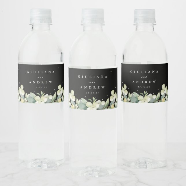Black Snowberry+Eucalyptus Winter Wedding (Flaschen)