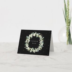 Black Snowberry+Eucalyptus Wreath Wedding Note Dankeskarte