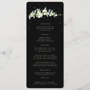 Black Snowberry+Eukalyptus 4 Course Hochzeitswohnu Menükarte