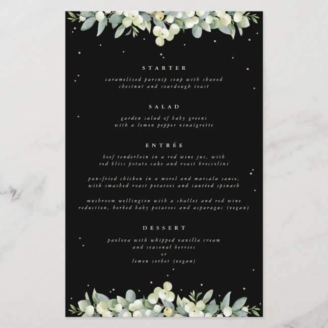 Black Snowberry + Eukalyptus 4 Courses Wedding Men (Vorderseite)