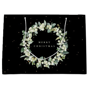 Black Snowberry+Eukalyptus Christmas/Holiday Große Geschenktüte