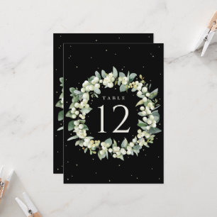 Black Snowberry + Eukalyptus Wedding Tischnummer