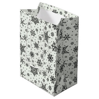 Black Snowflakes Weihnachtsmuster Mittlere Geschen Geschenktüte